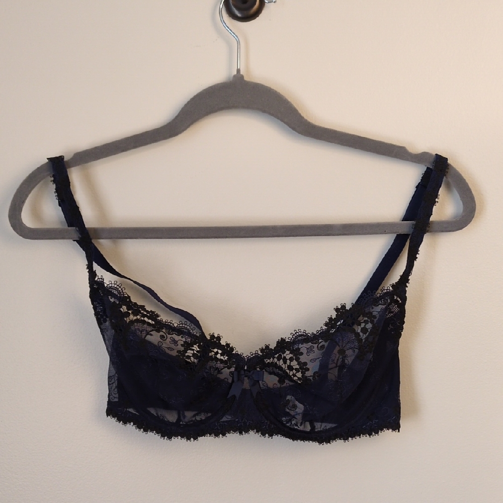 Simone Perele Wish Lace Demi Cup Bra Navy 32F